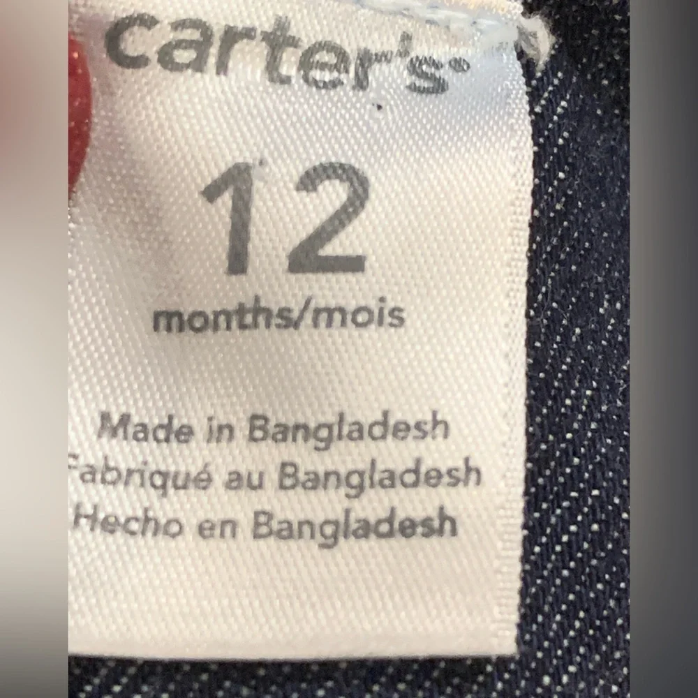 Carters Denim Short Overalls Baby Boy Size 12 Months Dark Wash